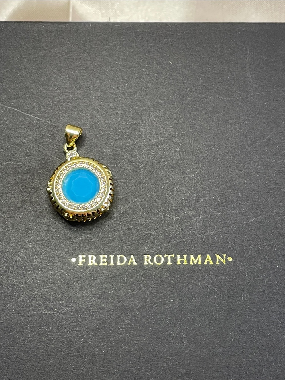 Freida Rothman VAULT Brass Turquoise Circle Necklace Pendant - NWT
